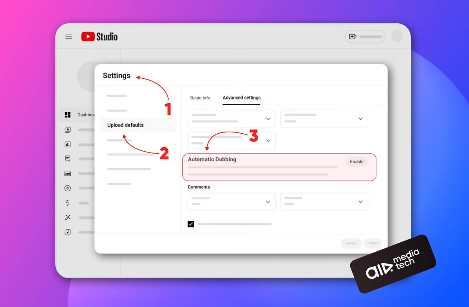 YouTube Studio ScreenShot on AI auto-dubbing feature