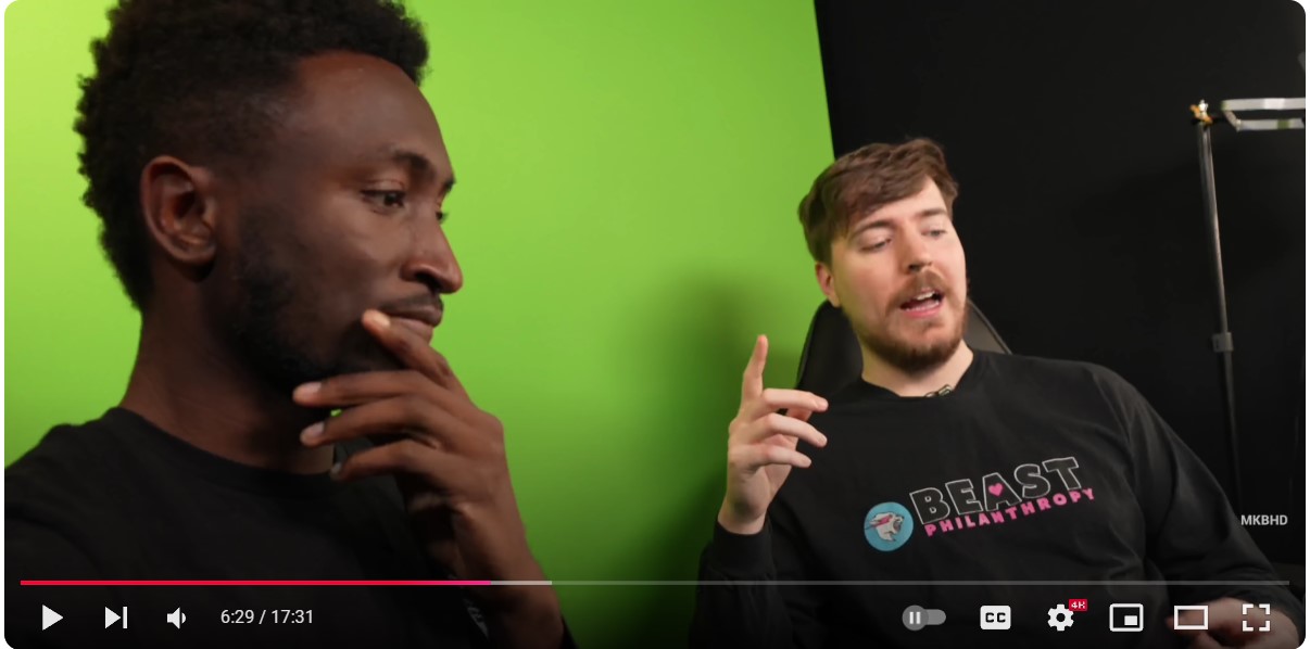 MrBeast was talking to Marques Brownlee about his creator recommendations on YouTube.