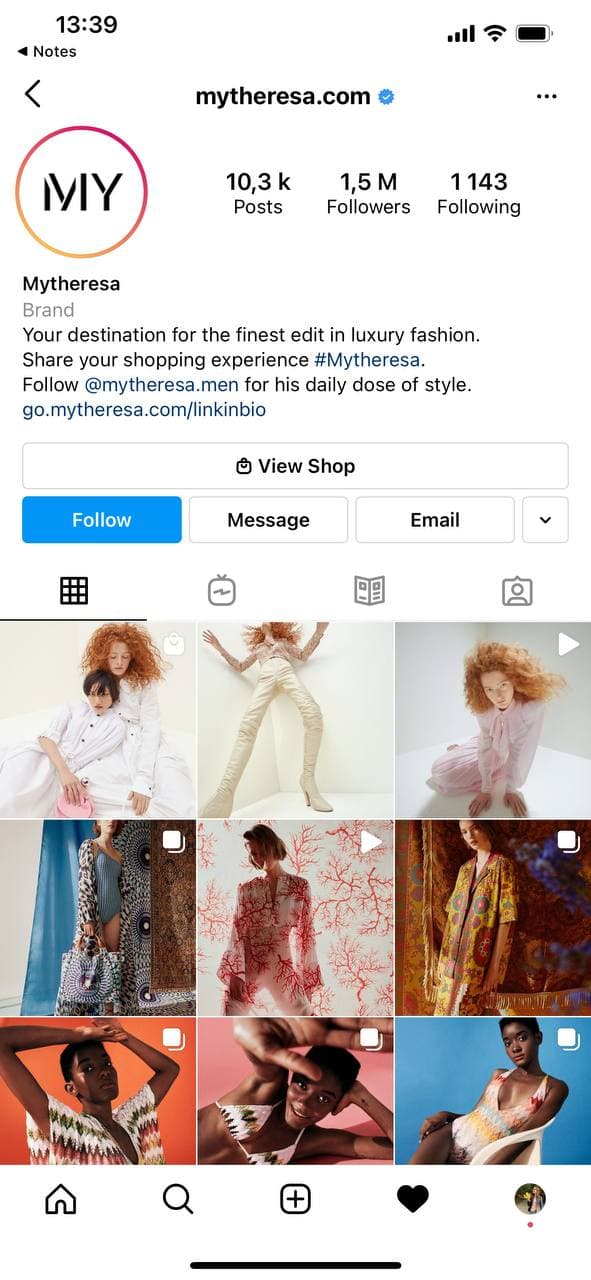 Mytheresa Instagram Call to Action