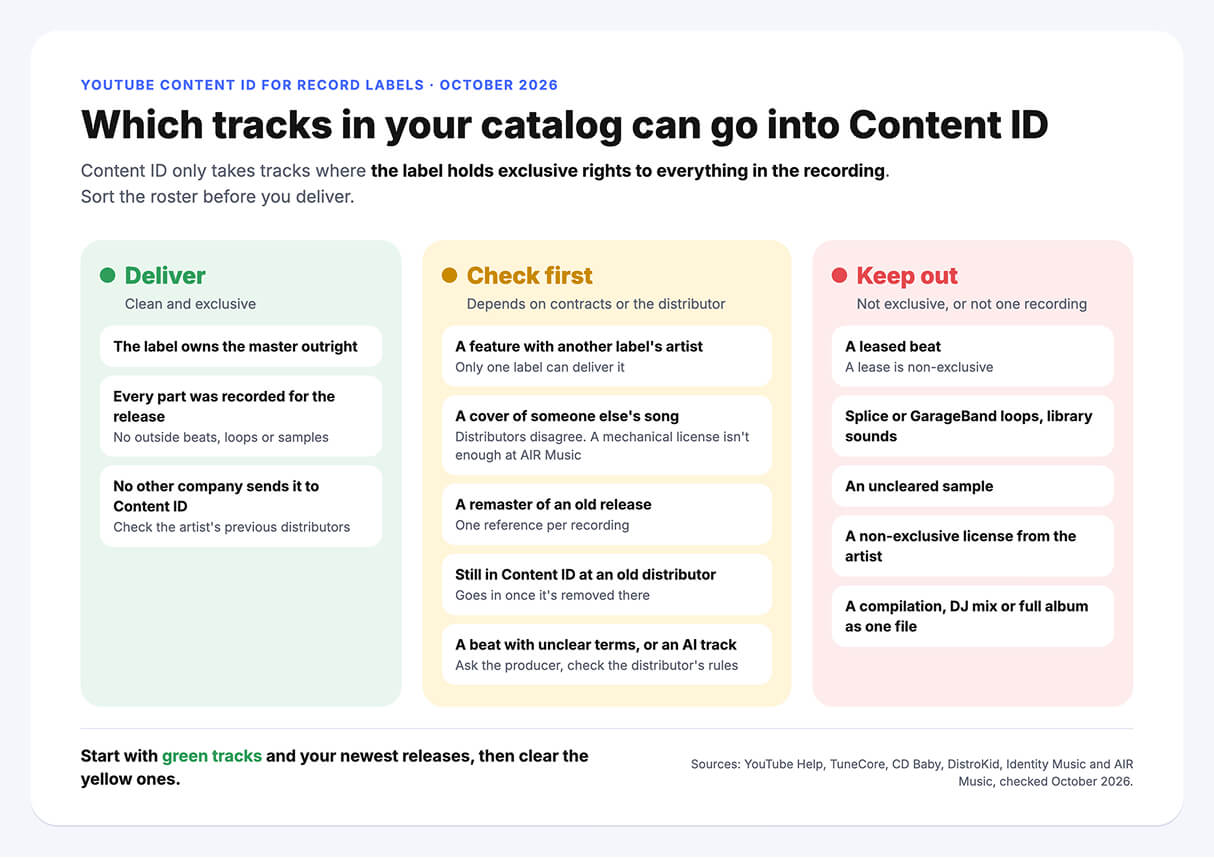 YouTube Content ID for record labels: which catalog tracks to deliver, check first or keep out