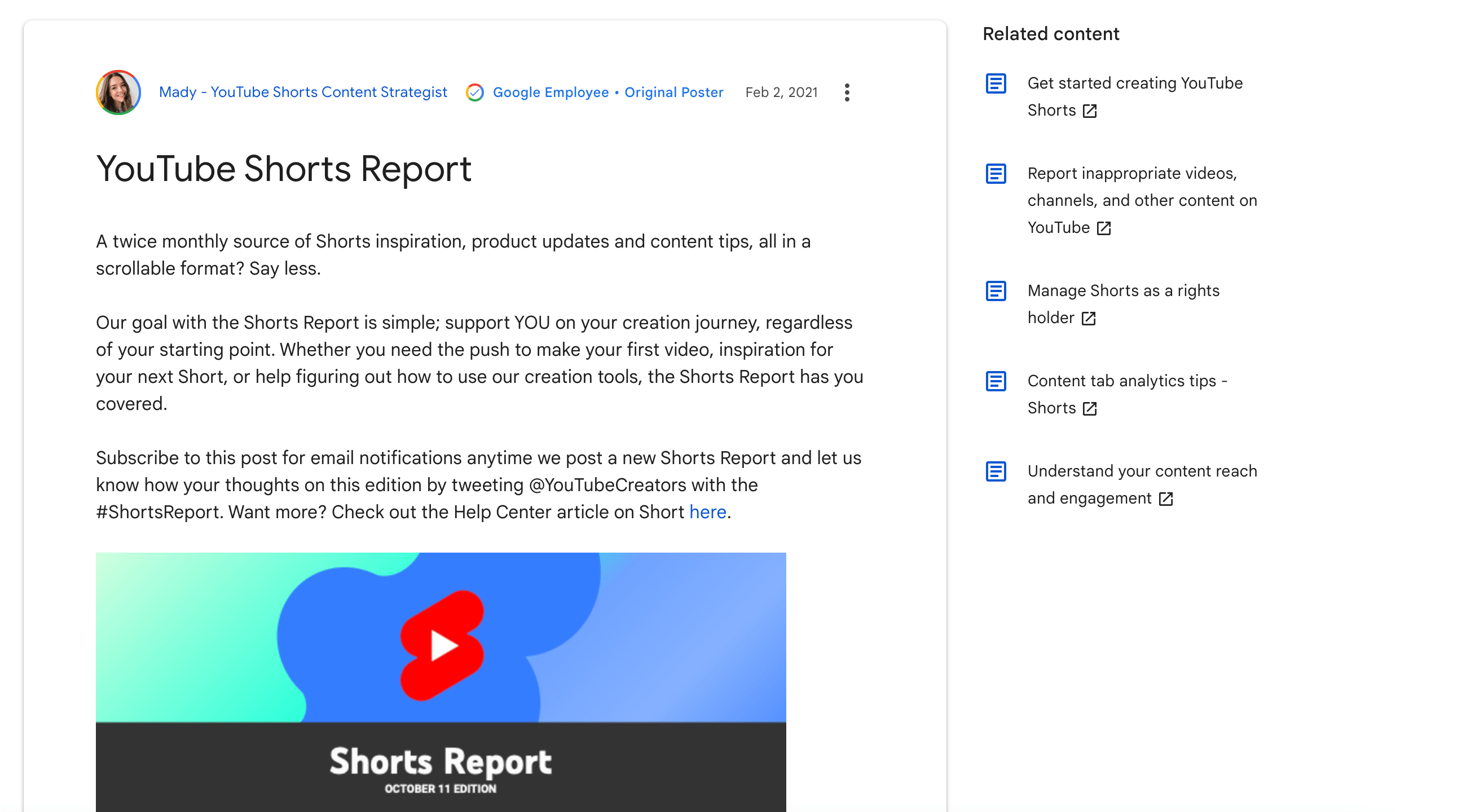 YouTube Shorts Report