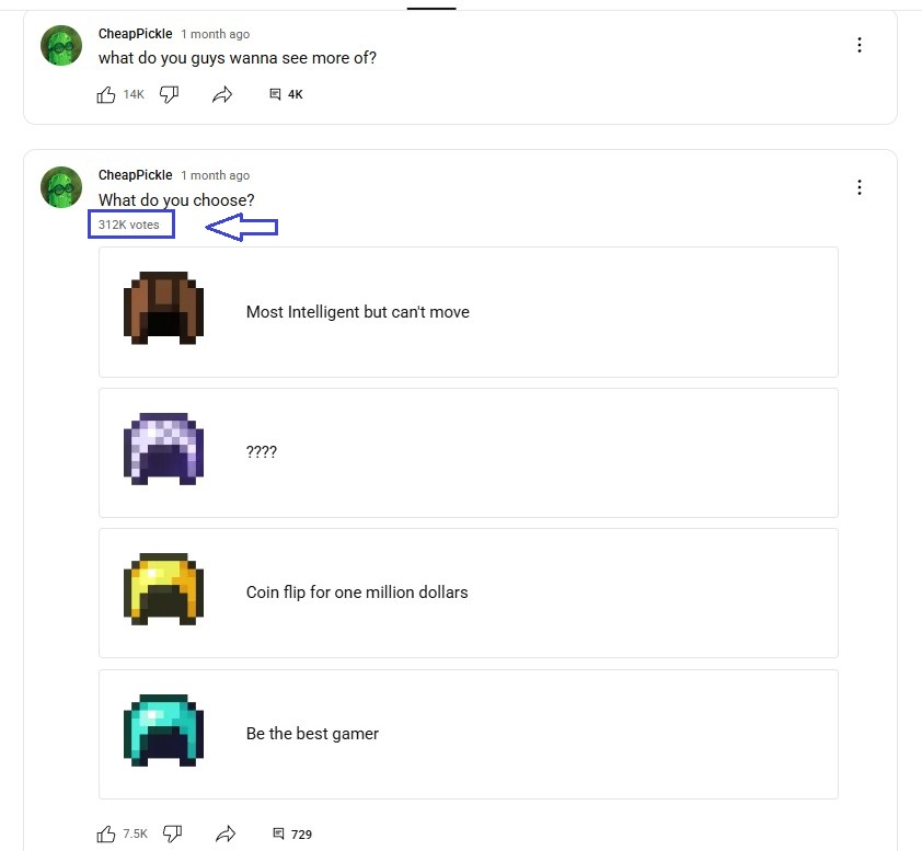 Screenshot showing CheapPickle’s posts on YouTube.