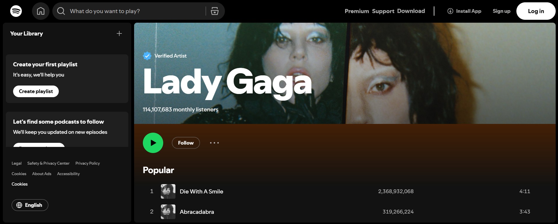 Here’s what a Spotify artist profile looks like.