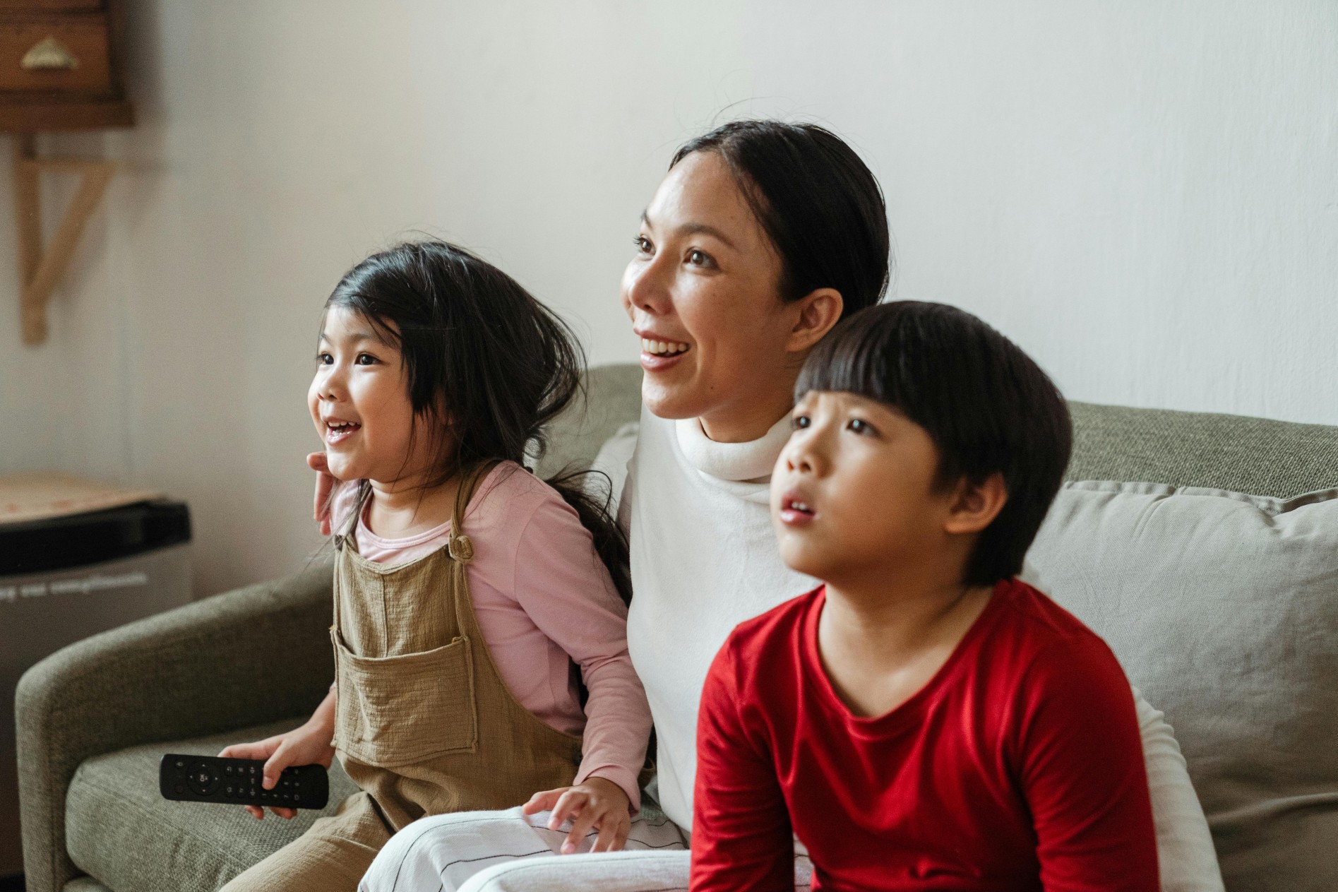 A family watching YouTube kids videos.