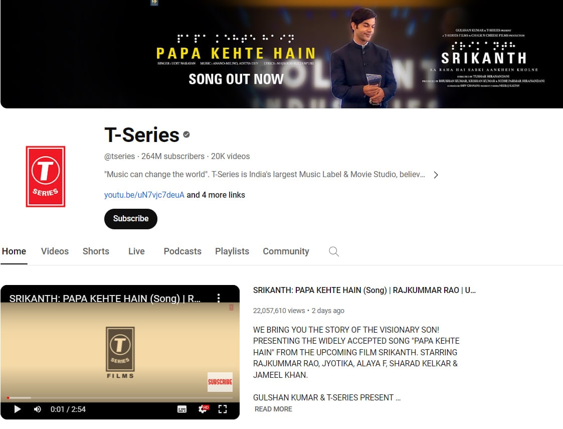 t-series subscriber count